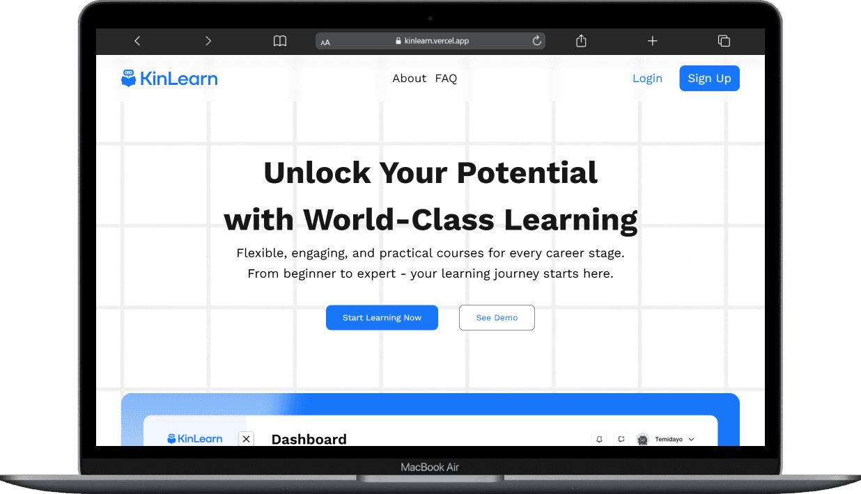 Screenshot of KinLearn