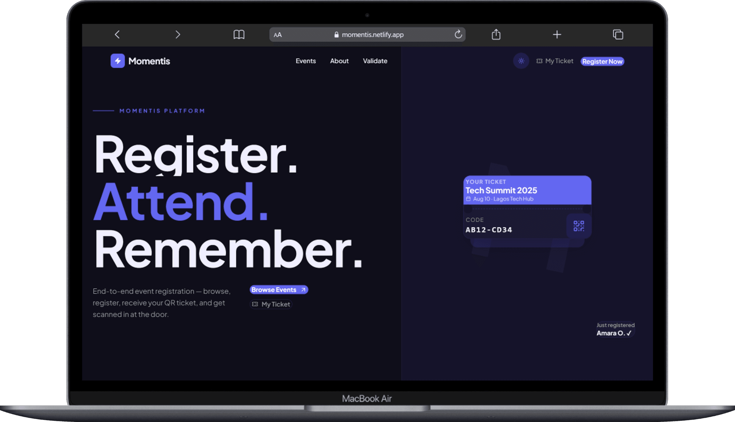 Screenshot of Momentis